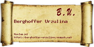 Berghoffer Urzulina névjegykártya